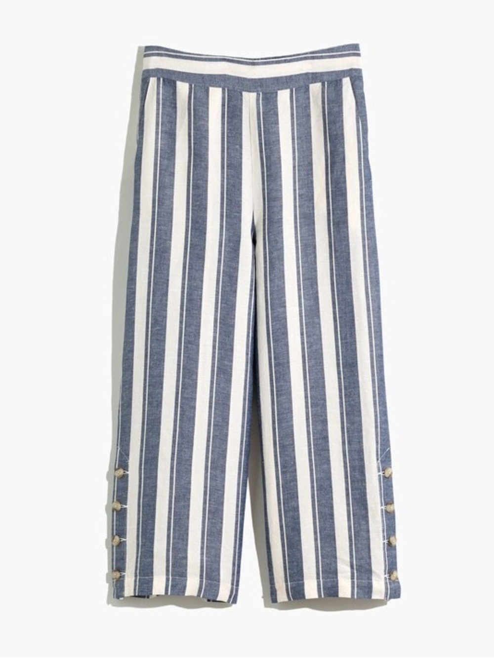 Madewell Side-Button Huston Crop Pants
Linen Blend Indigo Striped XXS - Picture 2 of 12